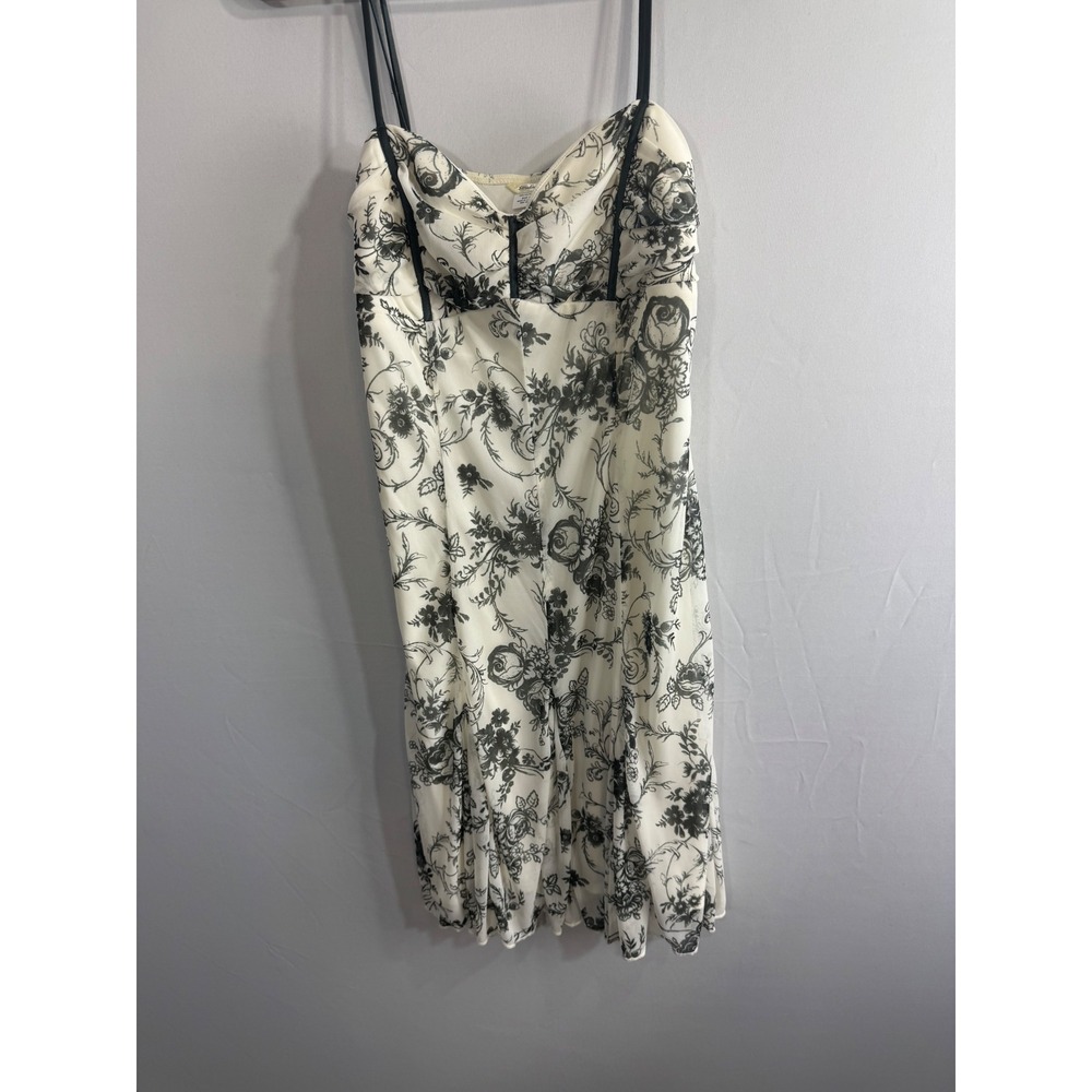 Studio Y Floral Toile Mesh Bustier Midi Dress White Black XL RN106289